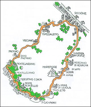 Percorso ciclistico: Su e giù per colli